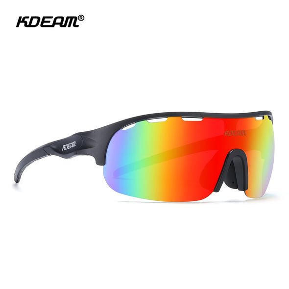 KDEAM Polarized Cycling Sunglasses 1.2mm Thickness Lens, Reduce Wind Resistance Key-Hole Designed