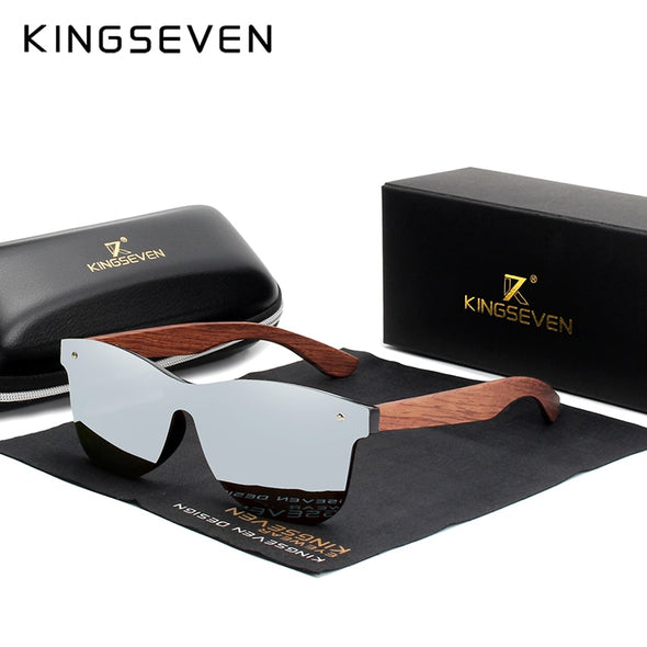 Stylishly Polarized: KINGSEVEN Men's Fashion Sunglasses with Natural Wooden Frames