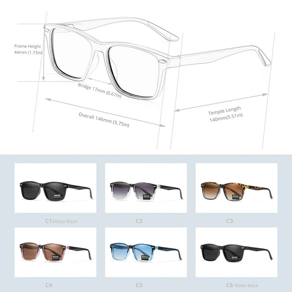 KDEAM Coastal Sport: Polarized Square Sunglasses for Men and Women