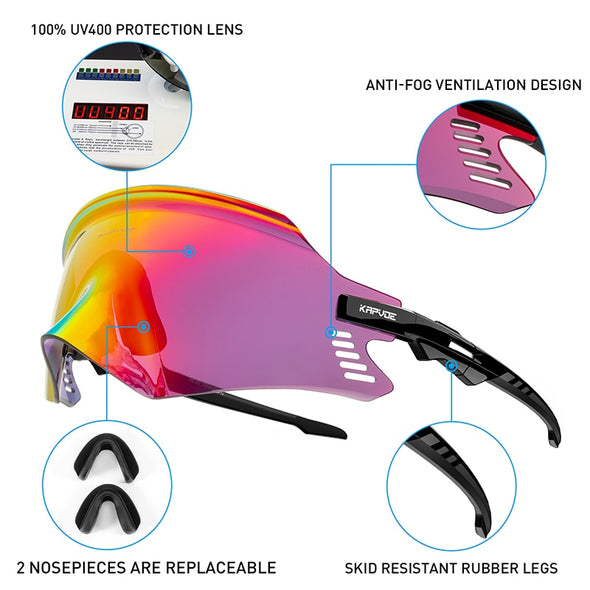 Kapvoe Sports Cycling Sunglasses,  UV400 protection.