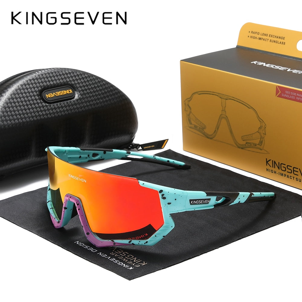 KINGSEVEN Polarized Cycling Glasses for Men Women Bicycle MTB Road Bike  Sunglasses with 4 Interchangeable Lenses LS-911