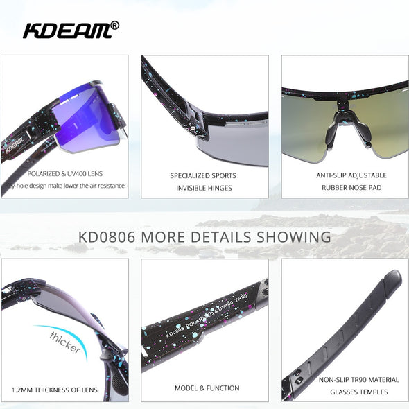 KDEAM Polarized Cycling Sunglasses with Stronger Lens TR90 Material Frame