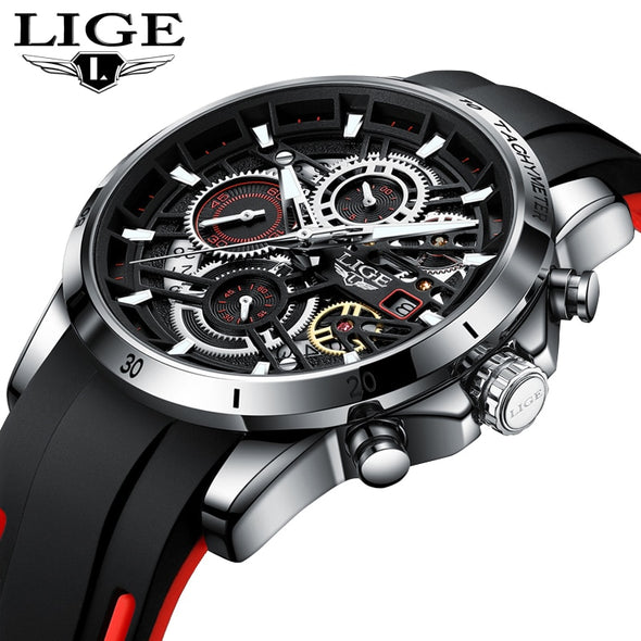 LIGE  Big Sports Waterproof Chronograph Wristwatch