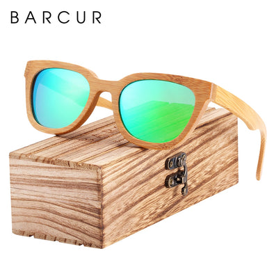 BARCUR Bamboo Wood Polarized Sunglasses, UV400 Protection - Amanda's Sunglasses and More