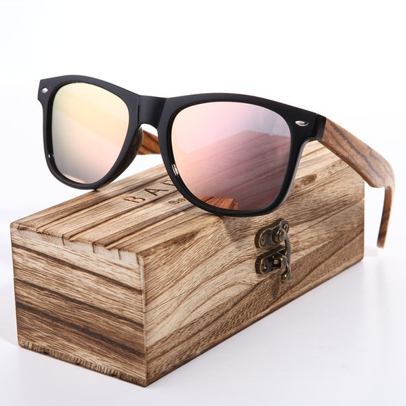 Barcur Vintage Wooden Frame Zebra Wood Polarized Sunglasses, Hand Made - Amanda's Sunglasses and More