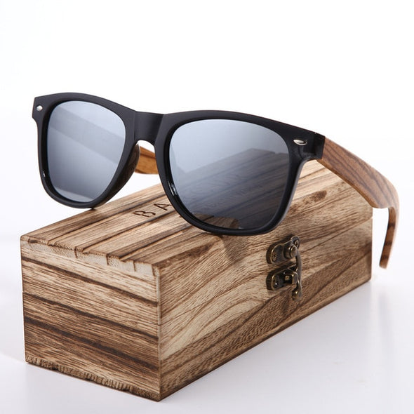 Barcur Vintage Wooden Frame Zebra Wood Polarized Sunglasses, Hand Made - Amanda's Sunglasses and More
