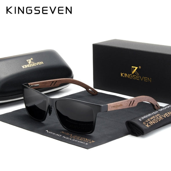 KINGSEVEN Polarized Wooden Frame Sunglasses - Amanda's Sunglasses and More