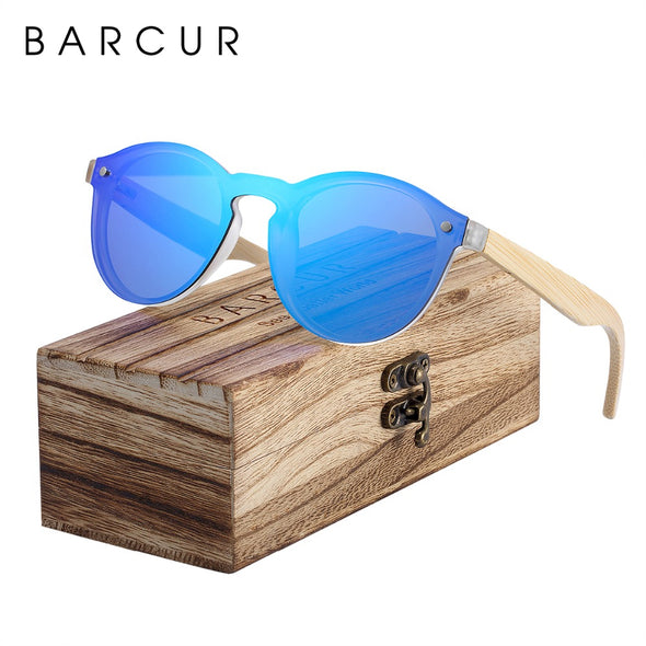 BARCUR  Bamboo Wood Cat Eye Sunglasses