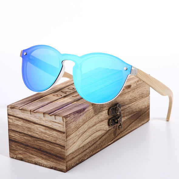 BARCUR  Bamboo Wood Cat Eye Sunglasses
