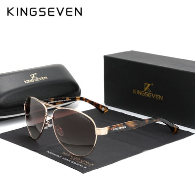 KINGSEVEN Polarized Gradient Sunglasses Acetate Wire-Core Temples, Pilot Style - Amanda's Sunglasses and More