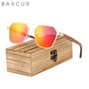 BARCUR Zebra Wood Polarized Sunglasses With Hexagon Metal Frame, UV400 - Amanda's Sunglasses and More