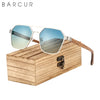 BARCUR Zebra Wood Polarized Sunglasses With Hexagon Metal Frame, UV400 - Amanda's Sunglasses and More