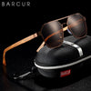 BARCUR Zebra Wood Polarized Sunglasses With Hexagon Metal Frame and EVA Box, UV400 - Amanda's Sunglasses and More