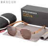 BARCUR Zebra Wood Polarized Sunglasses With Hexagon Metal Frame and EVA Box, UV400 - Amanda's Sunglasses and More