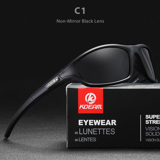 Kdeam Polarized Sports Sunglasses TR90 C1 Black / Package