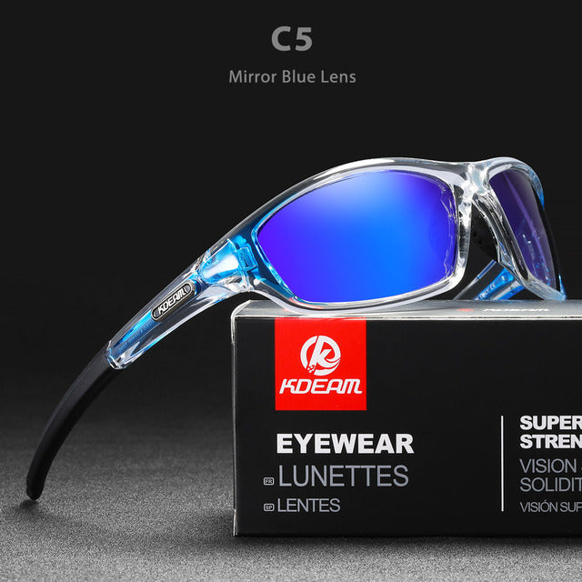Kdeam Polarized Sports Sunglasses TR90 C5 Mirror Blue / Package
