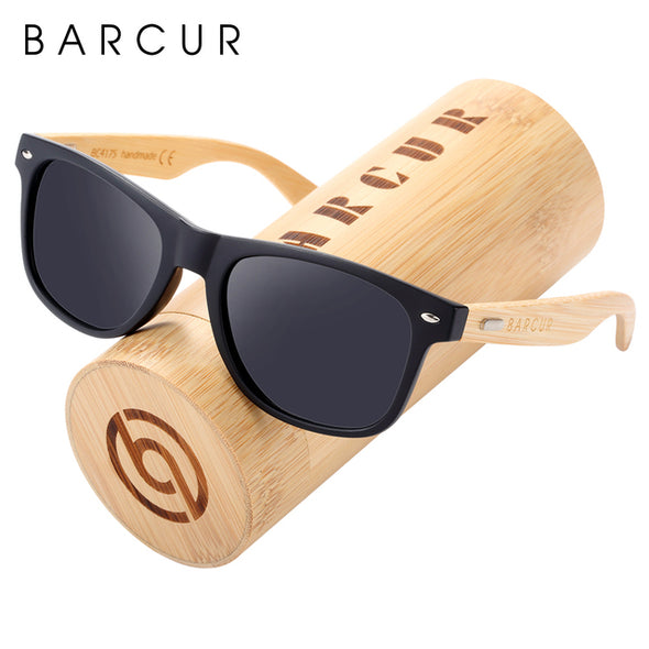 BARCUR Polarized Bamboo Wood Sunglasses, Blue Light Blocking Glasses,  UV400 Protection
