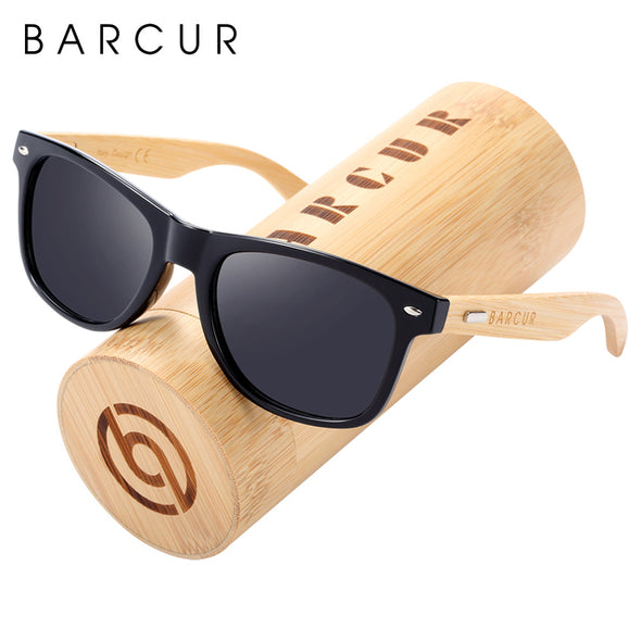 BARCUR Polarized Bamboo Wood Sunglasses, Blue Light Blocking Glasses,  UV400 Protection