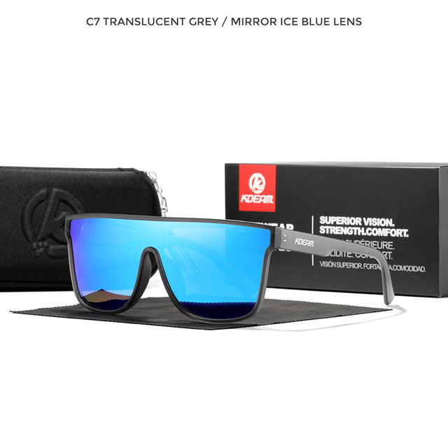 Kdeam One-Piece Polarized Sunglasses C7 Mirror Ice Blue / As Shown